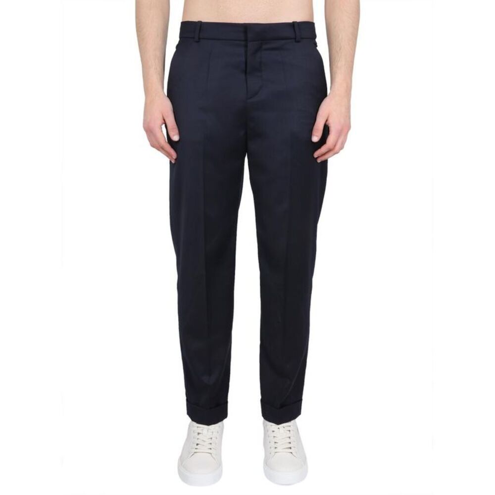 BALMAIN Men's Tailored Pleated Dress Trousers Men BLUE Pants